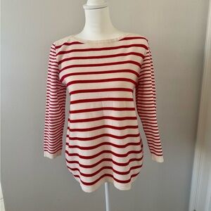J. Crew Red and White Striped Long Sleeve Top
